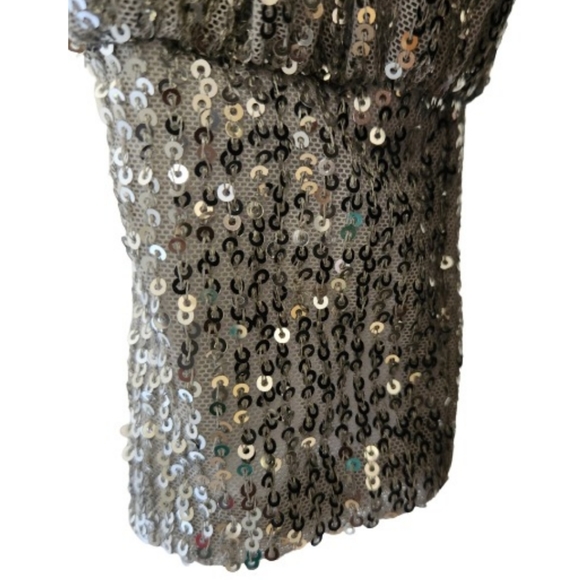 🆕️⬇️Nicole Miller Black Stretch Crepe Camille Dress With Sequin Puff Sleeves - Picture 6 of 15